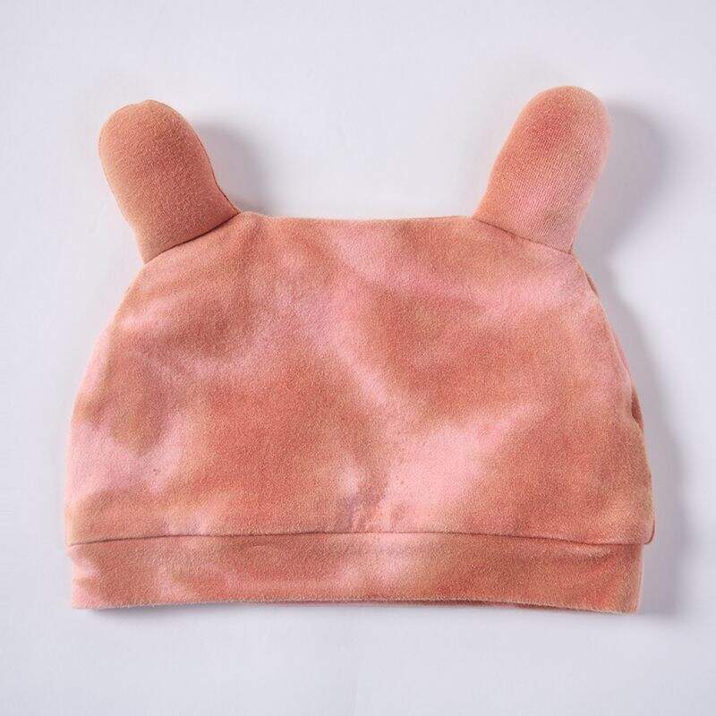 Artisan Organic Cotton Baby Bear Beanie - Natural Plant-Dyed Marble Texture Infant Hat for Premium Brands - Custom OEM/ODM Sustainable Newborn Accessories - Non-Toxic Eco-Friendly Breathable Toddler Headwear