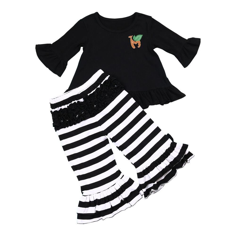 Long Sleeve Lace Stripe Lace Trousers Girls Set