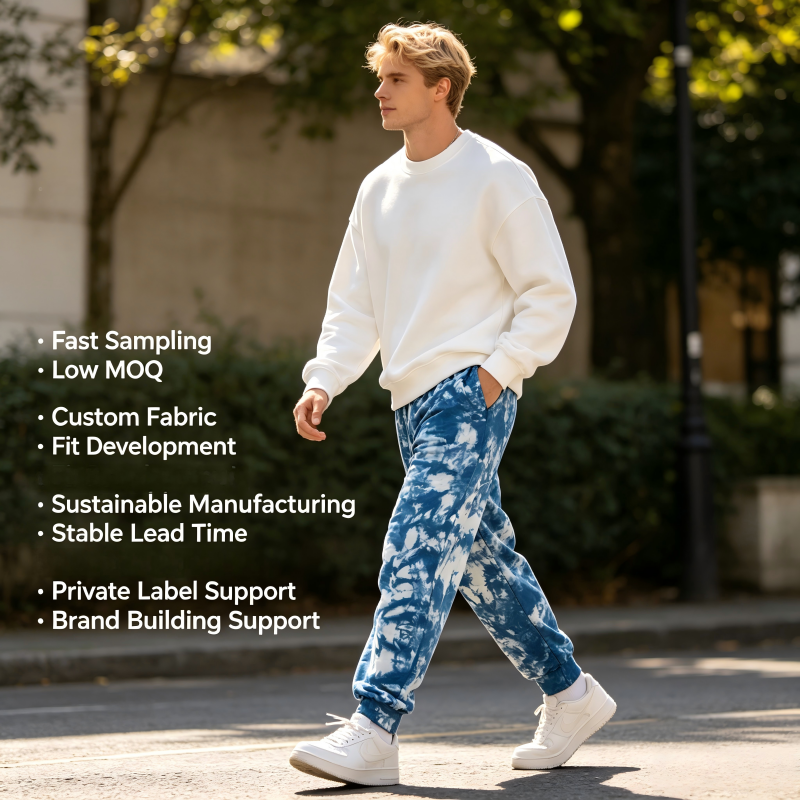 Custom Men’s Cotton Tie Dye Jogger Pants Plant Dyed Sweatpants OEM ODM Sustainable Streetwear Manufacturer