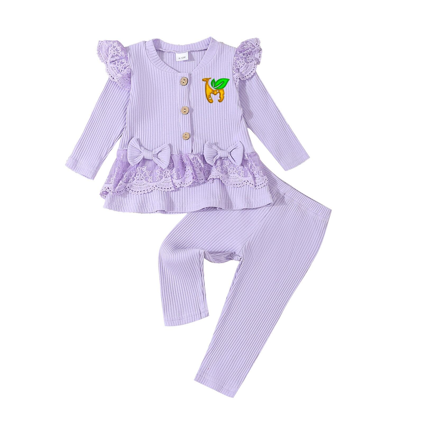 Ribbed Knit Long Sleeve Ruffle Shirts Pants Outfits