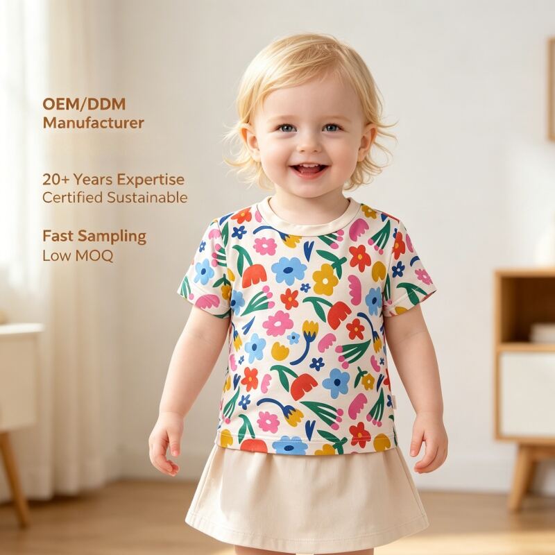 Custom Floral Baby T-Shirt Manufacturer | OEM ODM Infant Tee Supplier