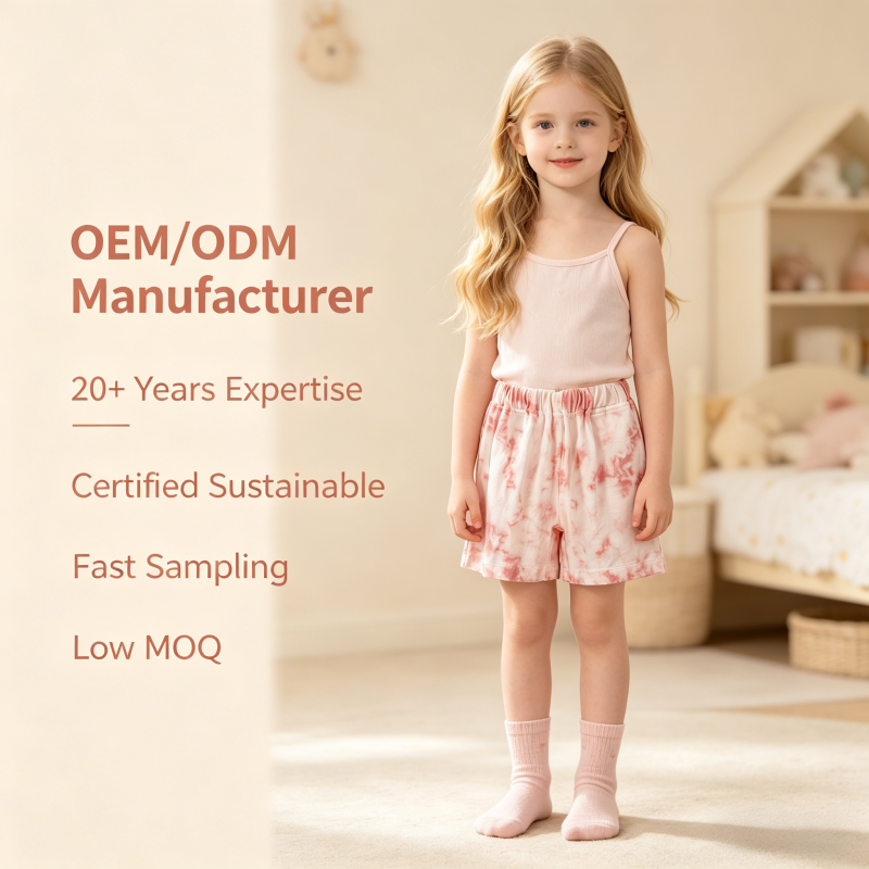 OEM ODM Kids Cotton Tie Dye Shorts | Plant Dyed Children’s Casual Shorts Manufacturer | Sustainable Custom Baby & Kids Clothing Supplier