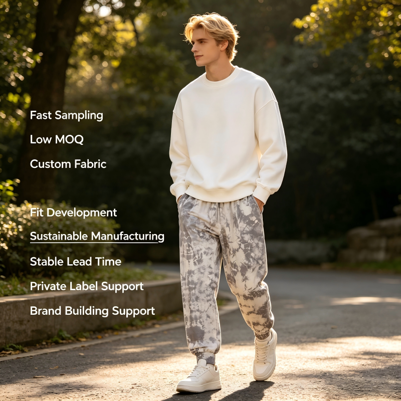 Custom Men’s Cotton Tie Dye Jogger Pants Plant Dyed OEM ODM Sweatpants Sustainable Casual Pants Manufacturer