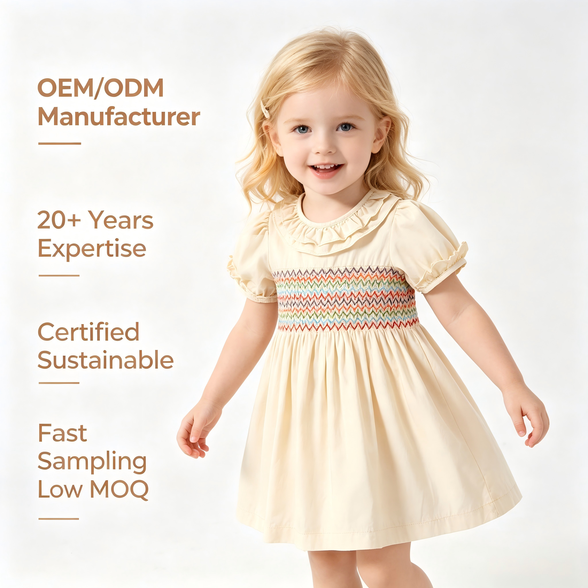 Light Yellow Sappanwood Madder Pomegranate Peel Dyed Short-Sleeved Embroidered Smock Dress