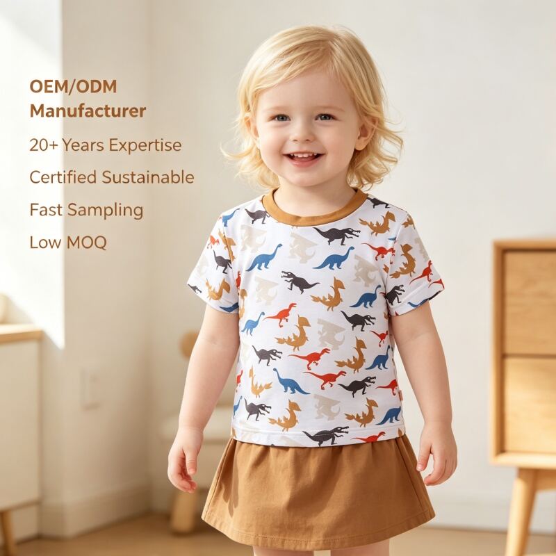Custom Dinosaur Print Baby Tee Manufacturer | OEM ODM Infant & Toddler T-Shirt Supplier