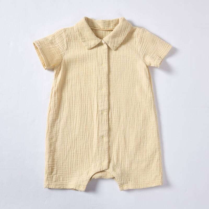 Light Yellow Sappanwood Madder Pomegranate Peel Dyed Short-Sleeved Baby Romper