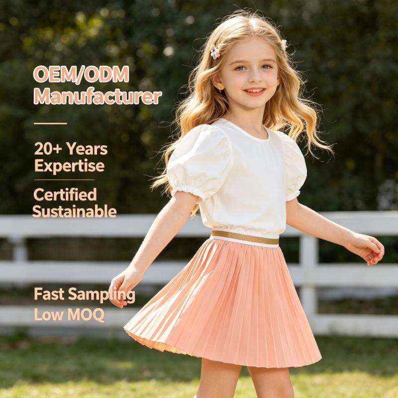 Fully Customizable Girls’ Pleated Skirt in Recycled Polyester | OEM / ODM