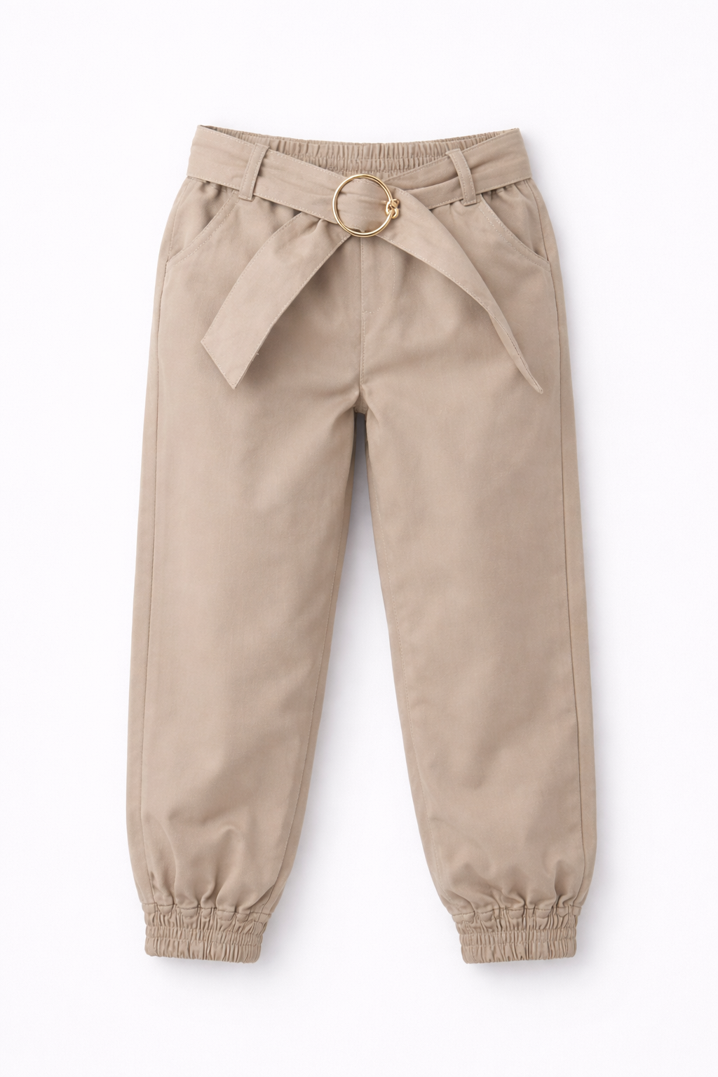 Organic Cotton Girls’ Jogger Pants with Belt Detail | Premium Kidswear OEM