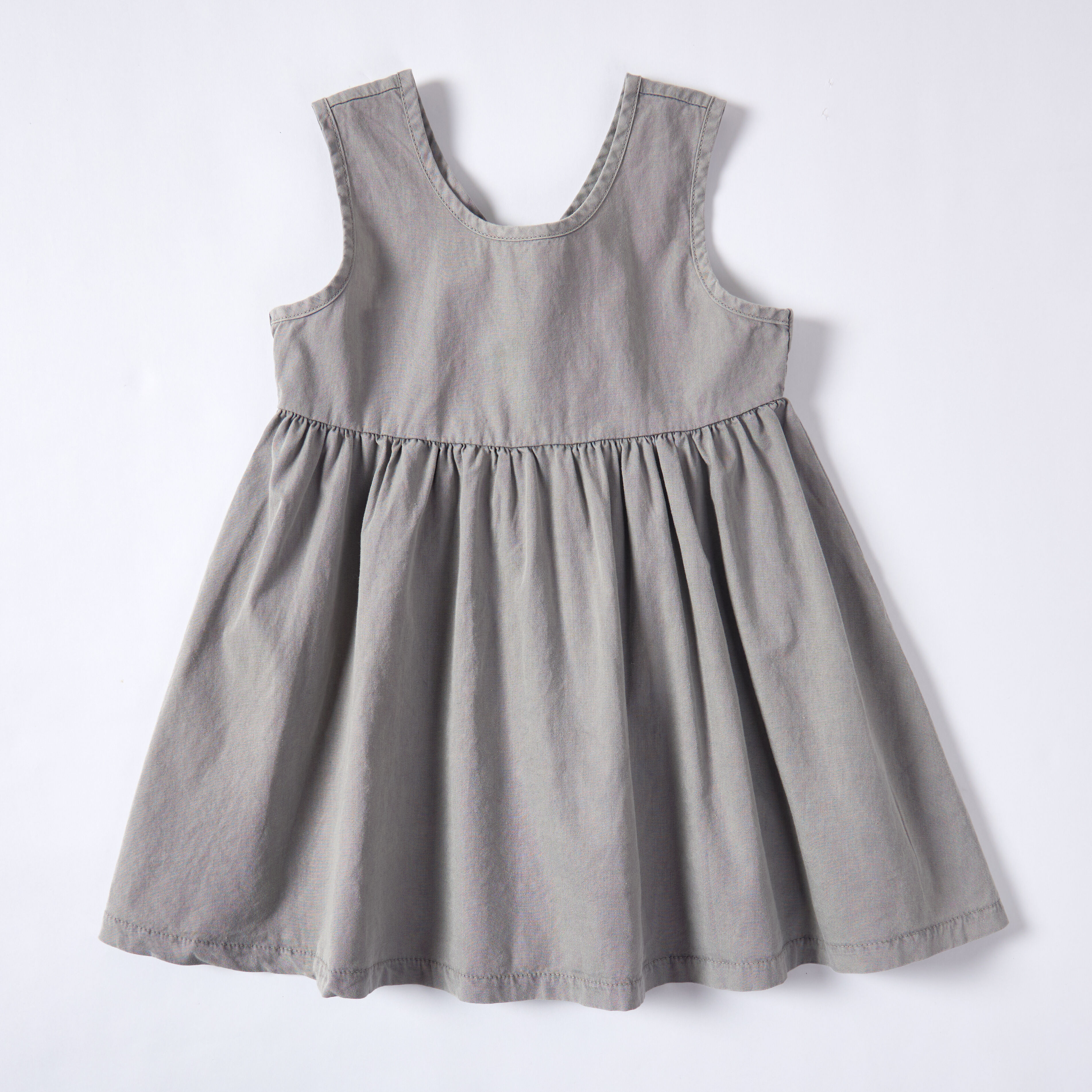 Gray Gallnut Pomegranate Peel Dyed Sleeveless Baby Dress