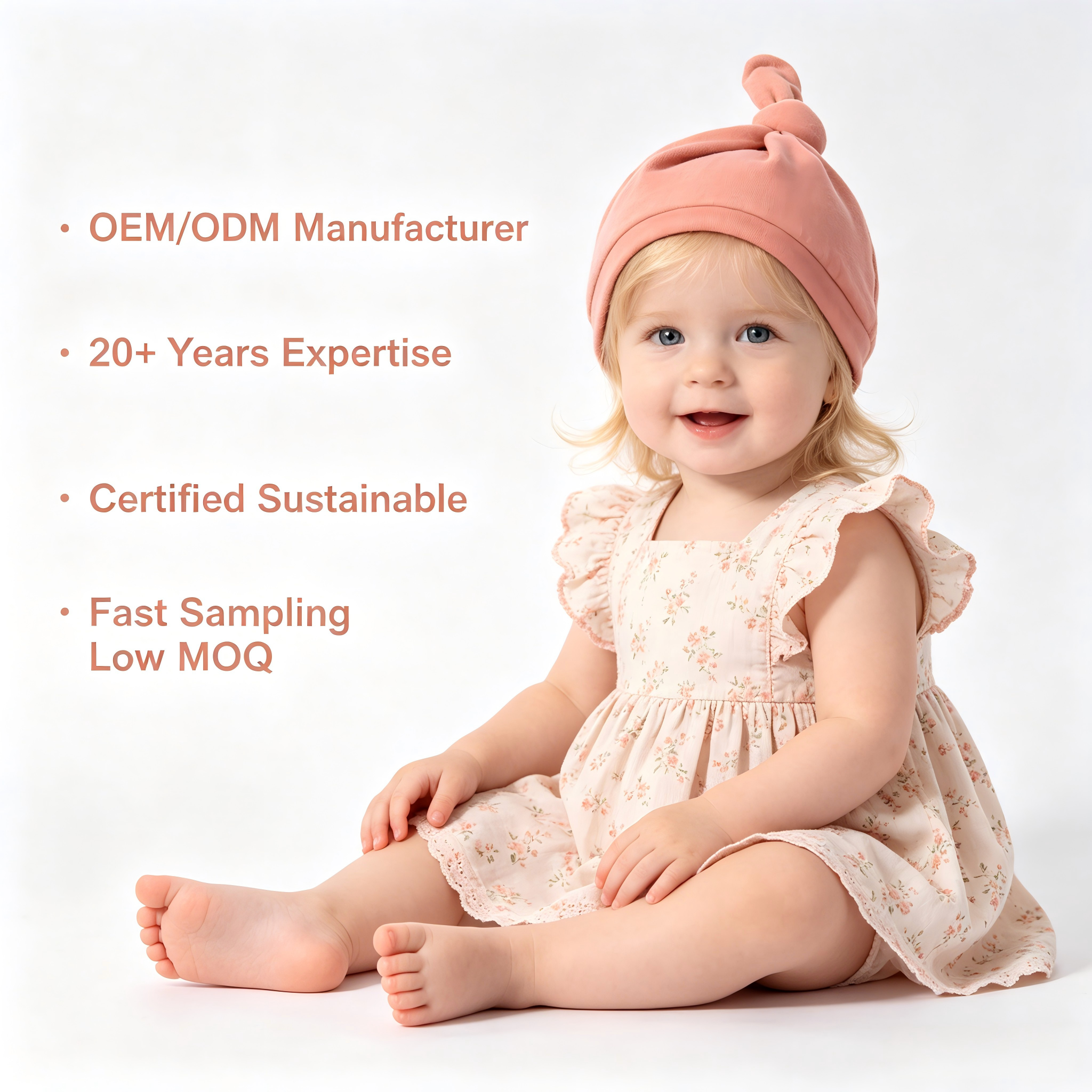 Organic Cotton Top Knot Baby Beanie - Sustainable Plant-Dyed Adjustable Infant Hat for Eco-Conscious Brands - Custom OEM/ODM Newborn Headwear Manufacturer - Non-Toxic Breathable Soft Toddler Accessories