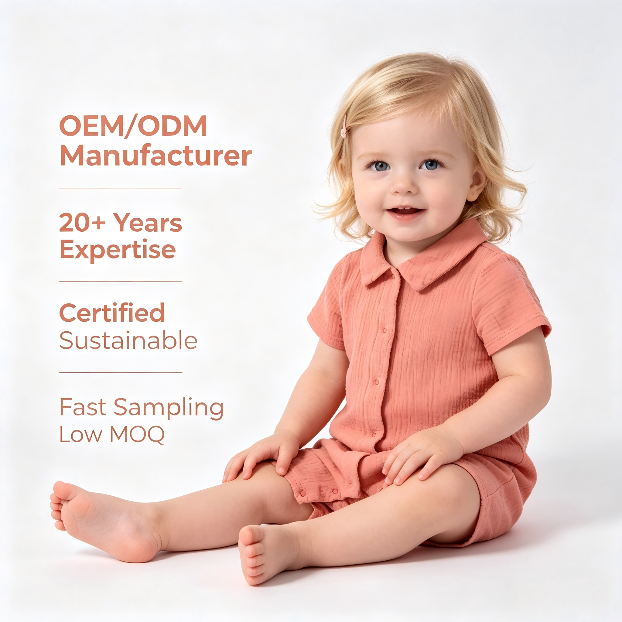 OEM/ODM 100% Cotton Double-Layer Wrinkled Gauze Baby Romper | 135gsm Eco-Chic Plant-Dyed Infant Jumpsuit | Sustainable Short Sleeve Button-Up Newborn Crepe Bodysuit Wholesale
