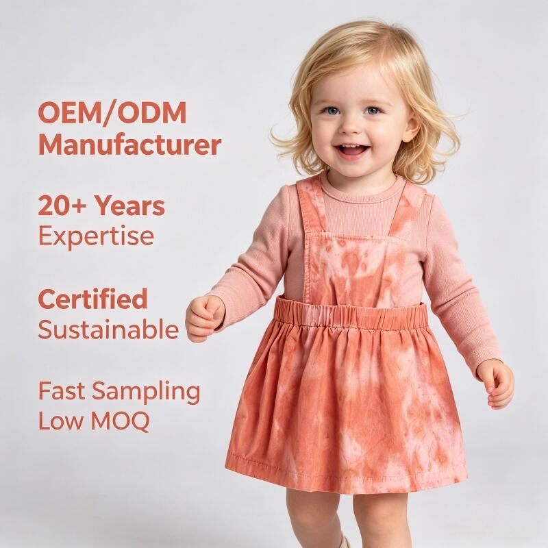면 소재 식물 염색 베이비 파나포어 드레스 맞춤형 OEM/ODM 유아 서스펜더 스커트