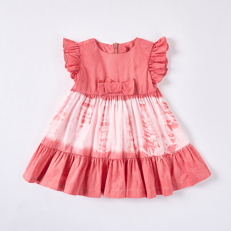 Eco-Dyed Tie-Dye Baby Dress with Unique Flutter Design