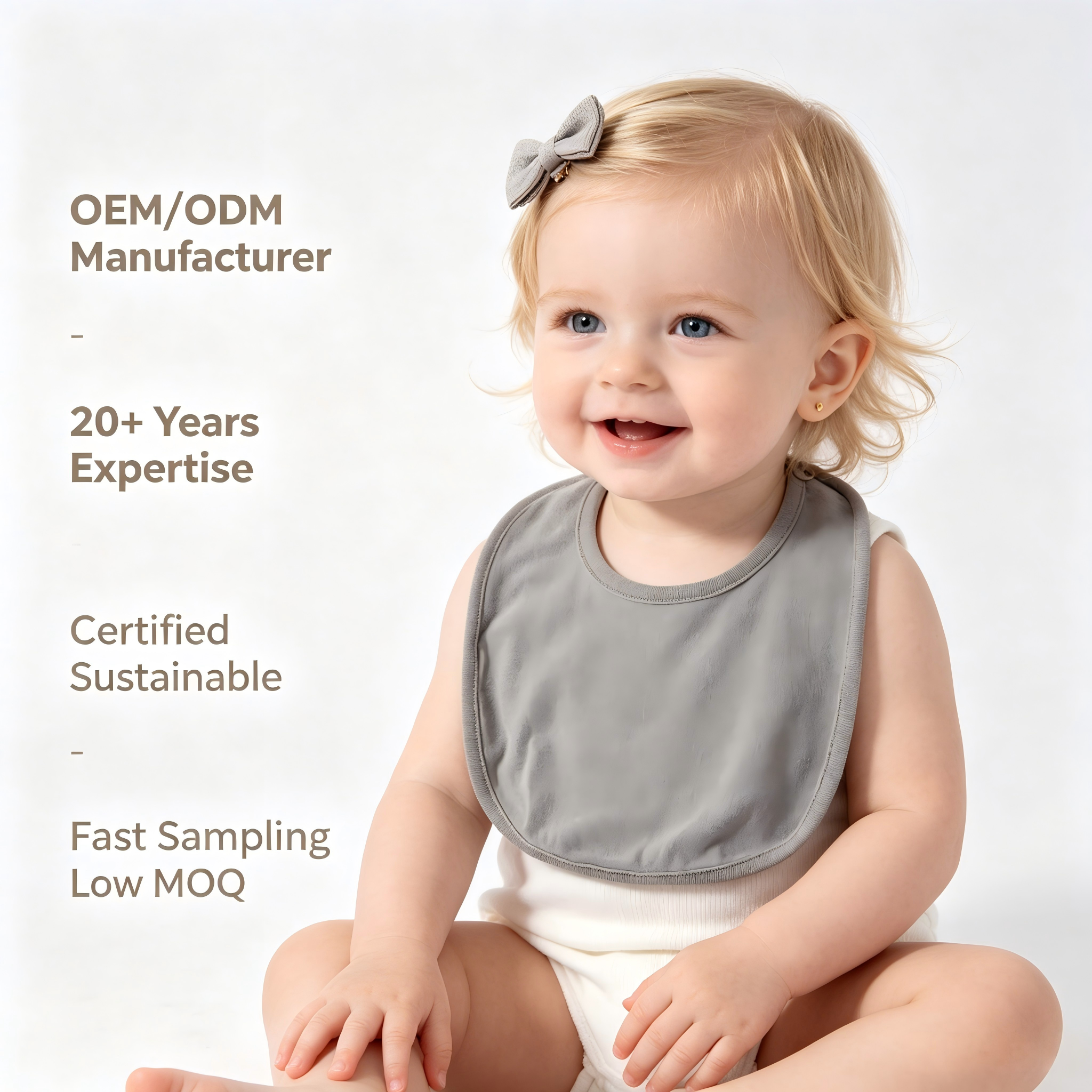 Organic Cotton Baby Bib OEM ODM | Plant Dyed Infant Feeding Bib Manufacturer | Eco-Friendly Custom Baby Bib Supplier | Soft Absorbent Newborn Bib for Private Label Sustainable Baby Products