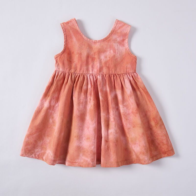 Tie-dye Orange-Pink Sleeveless Baby Dress Dyed with Sappanwood Madder Pomegranate Peel