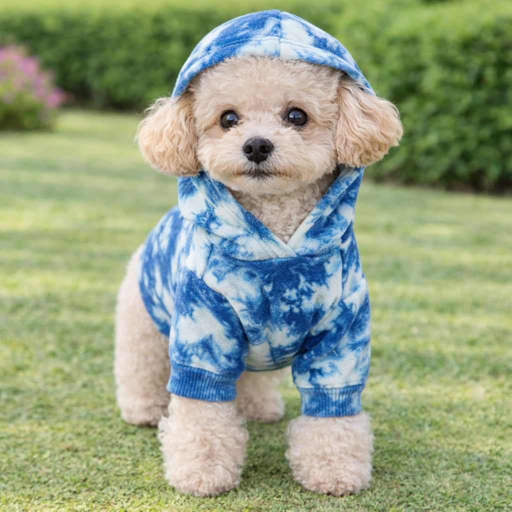 OEM/ODM Custom Pet Hoodie | 100% Cotton Indigo Plant-Dyed Dog Sweatshirt | Eco-Friendly Non-Toxic Botanical Tie-Dye Cat Apparel for Private Label | Sustainable Breathable Puppy Pullover with Hood | Premium Pet Supplier