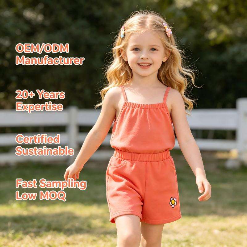 Shorts de Algodão Orgânico para Meninas com Bordado Personalizado | Vestuário Infantil Sustentável OEM