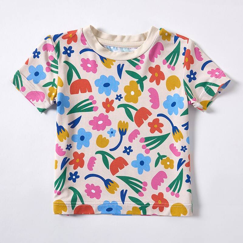 Bamboo-gedrucktes Kurzärmeliges Kinder-T-Shirt