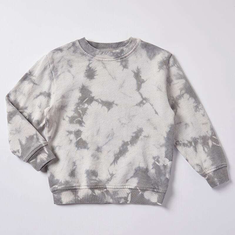 Organic Plant-Dyed Grey Tie-Dye Crewneck Sweatshirt: Safe & Stylish