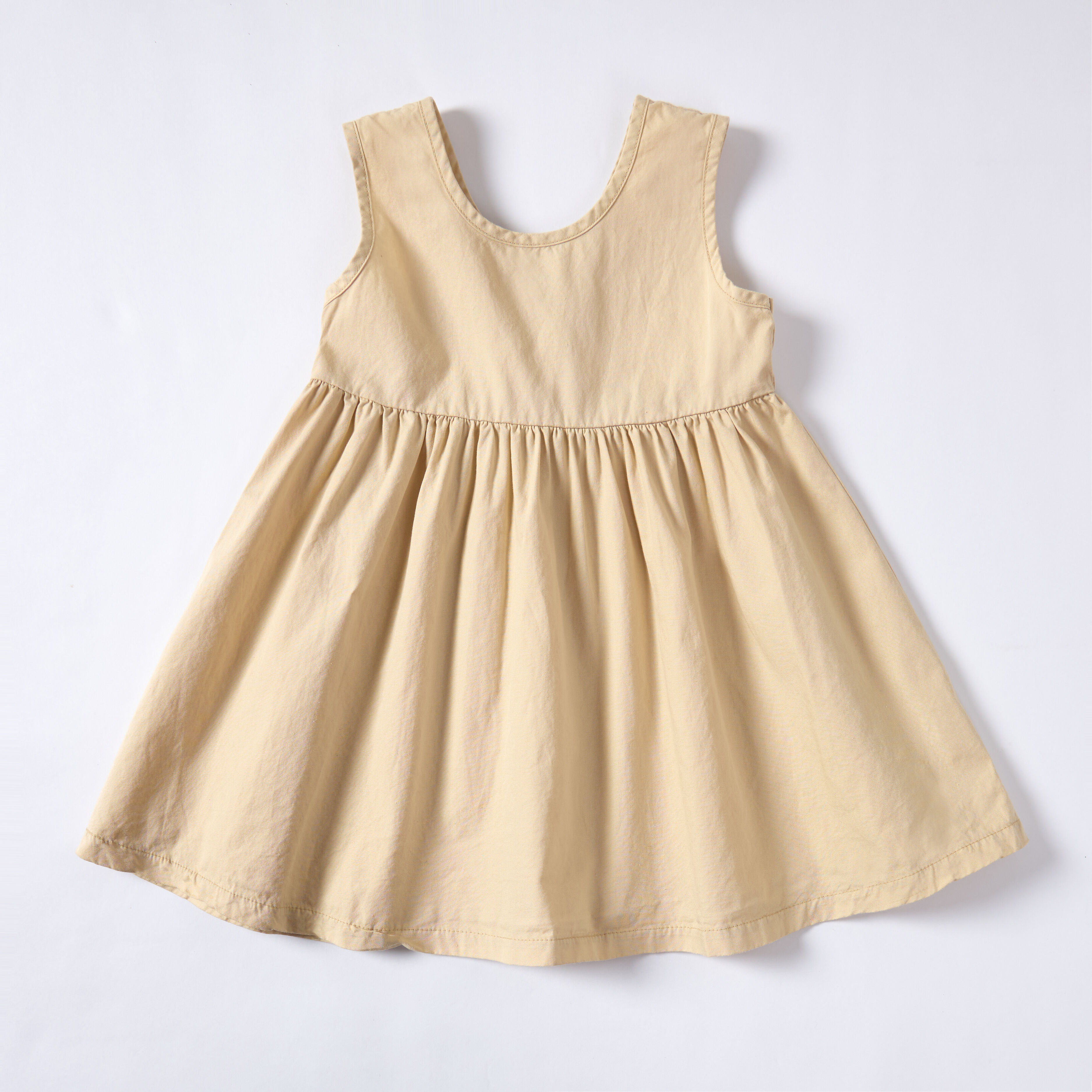 Khaki Sappanwood Pomegranate Peel Dyed Sleeveless Baby Dress
