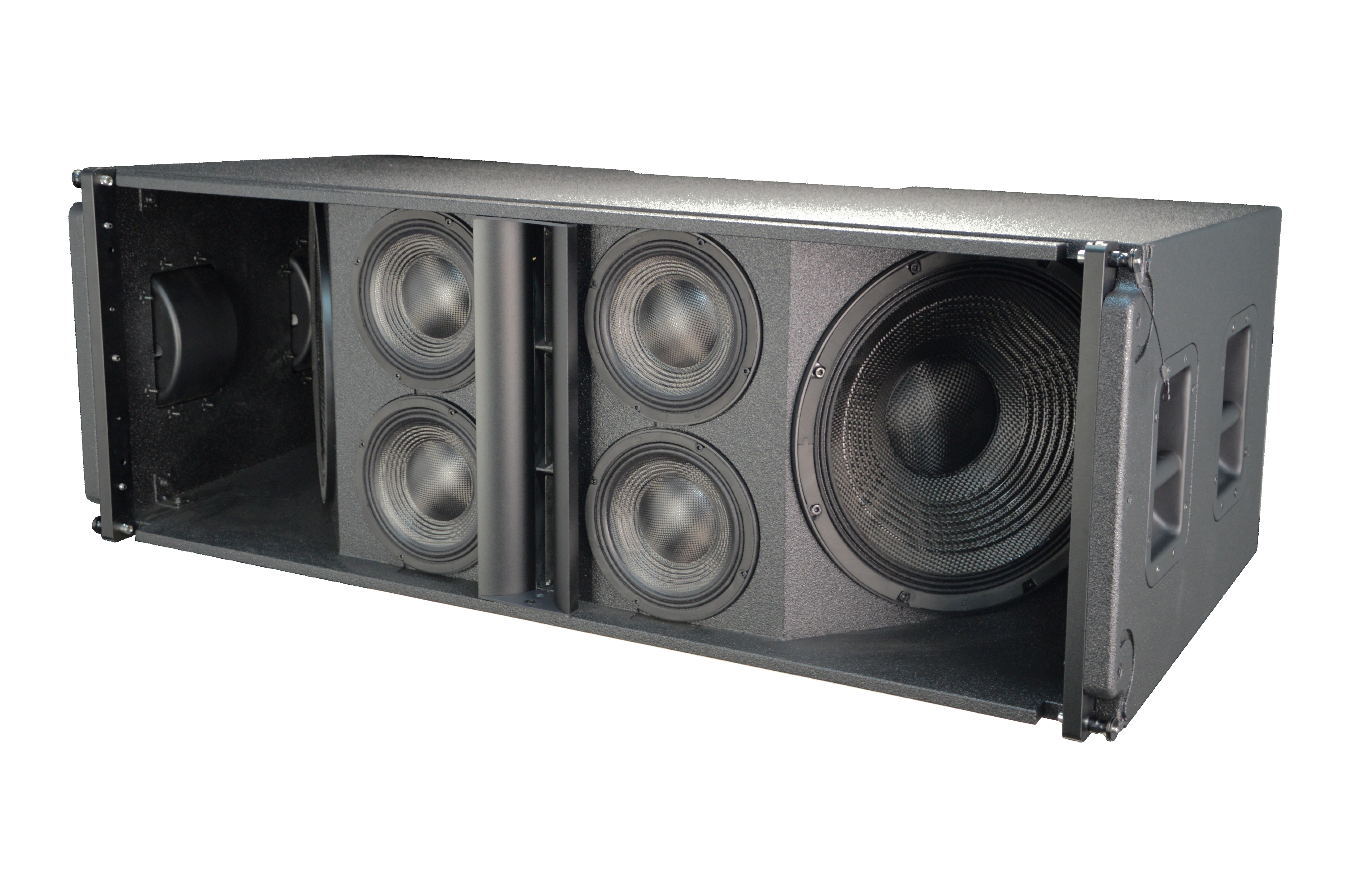  Dual 15-inch three-line array loudspeakers for high-end large-scale audio solutions, professional-grade equipment for DJ performances with tens of thousands of people outdoors.