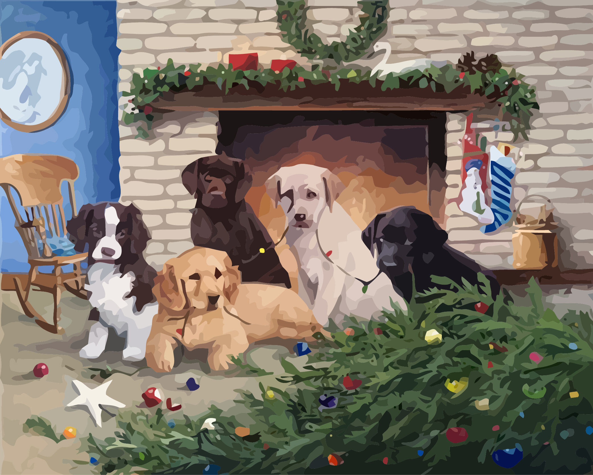 Kit DIY de Pintura a Óleo em Tela - Filhote de Natal
