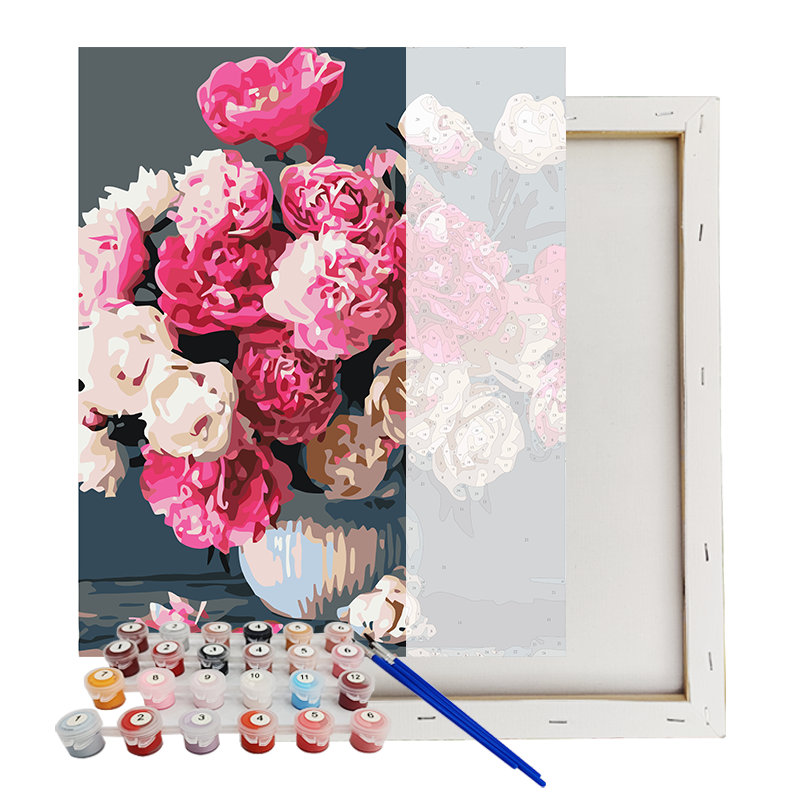 Kit Personalizado de Pintura por Números Bouquet de Peônia Rosa