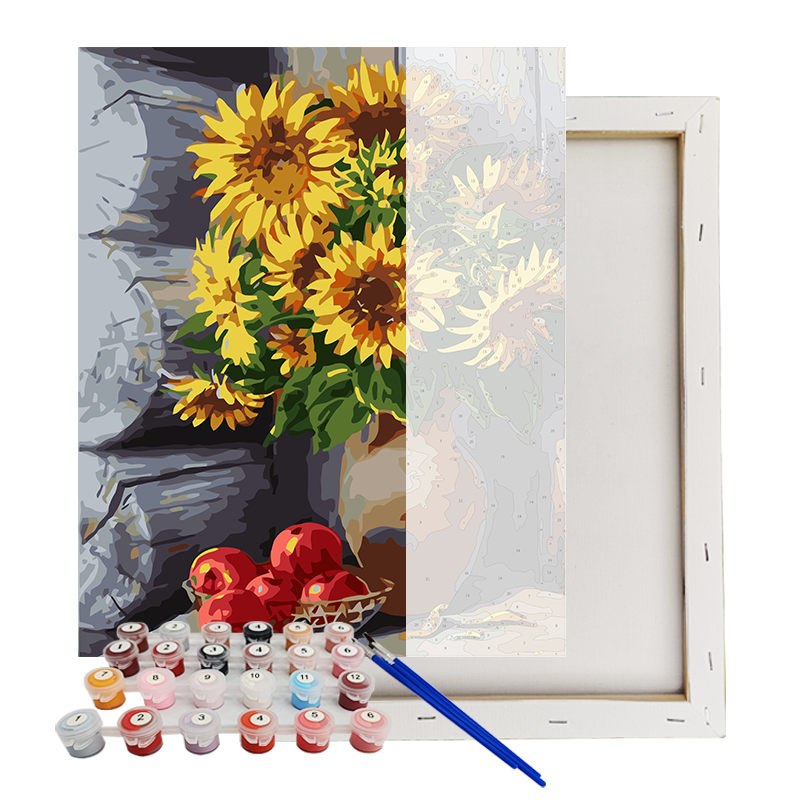 Kit Personalizado de Pintura por Números DIY Buquê Vibrante de Girassóis