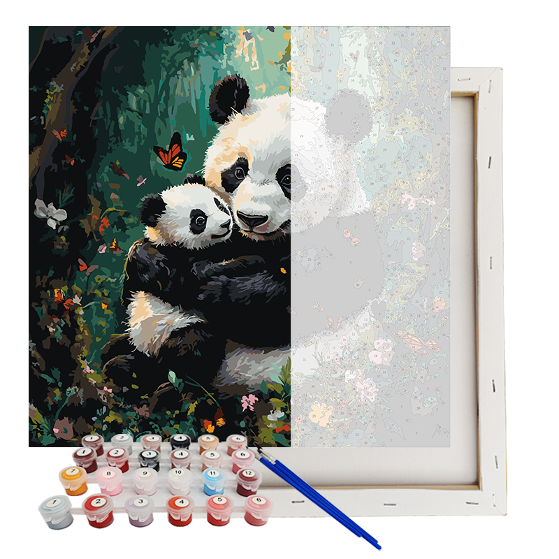 Kits de Pintura por Números para Adultos e Crianças Mãe e Bebê Panda