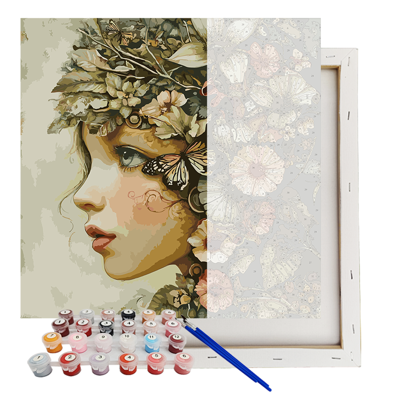 Adult Paint By Numbers Kits Flower - And - Butterfly Lady