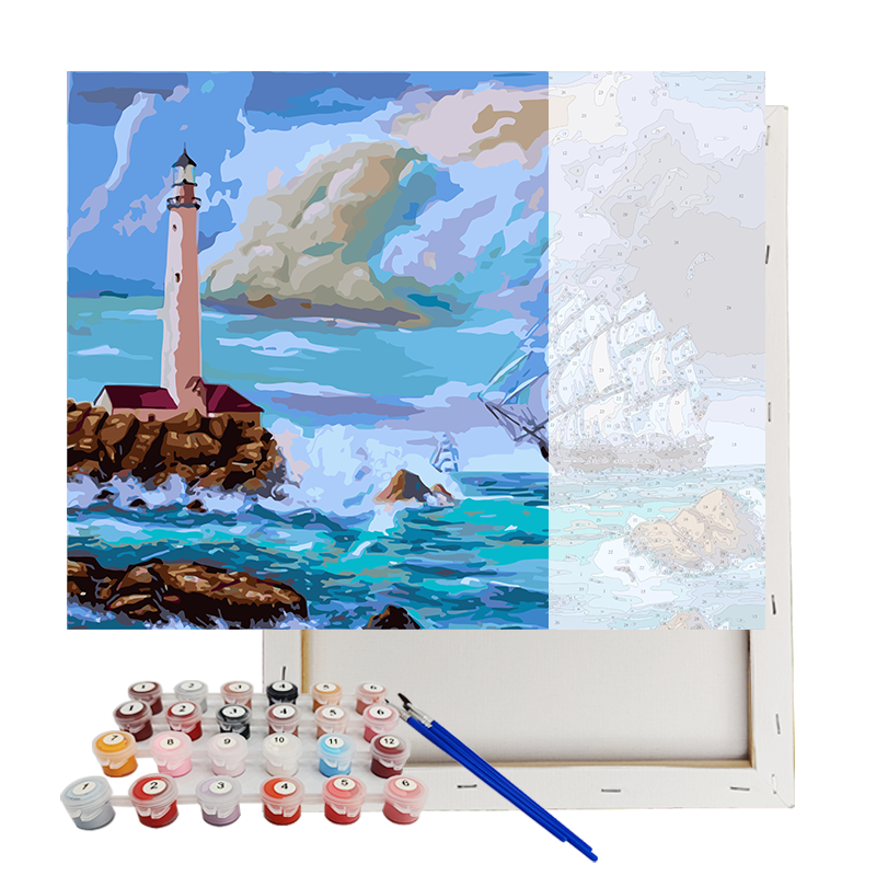 Paint By Number Art Supplies Lighthouse And Sailboat