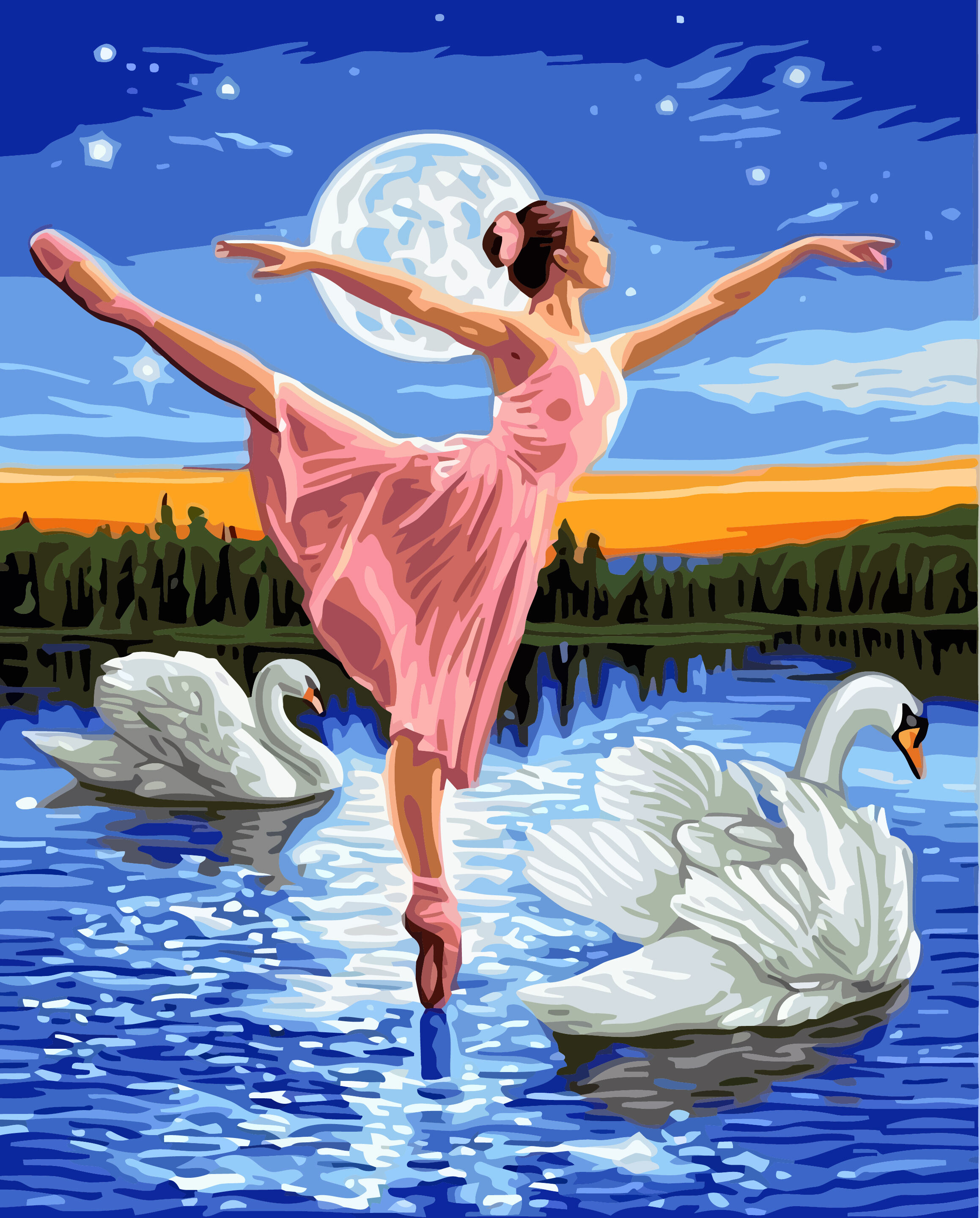 DIY Acrylfarben-Malen-nach-Zahlen-Set Ballett am See