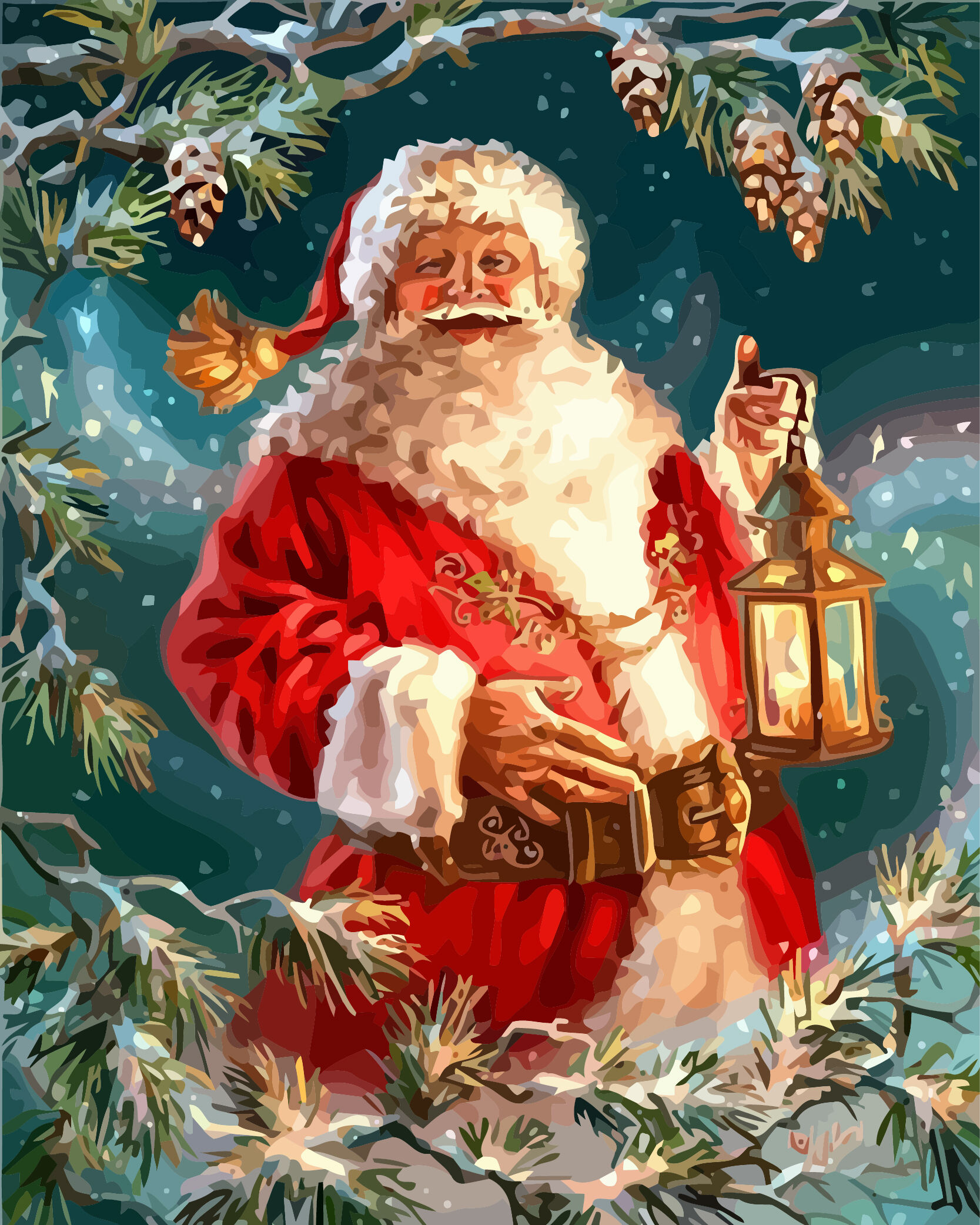 DIY Paint By Numbers Kits For Adults Santa's Glow