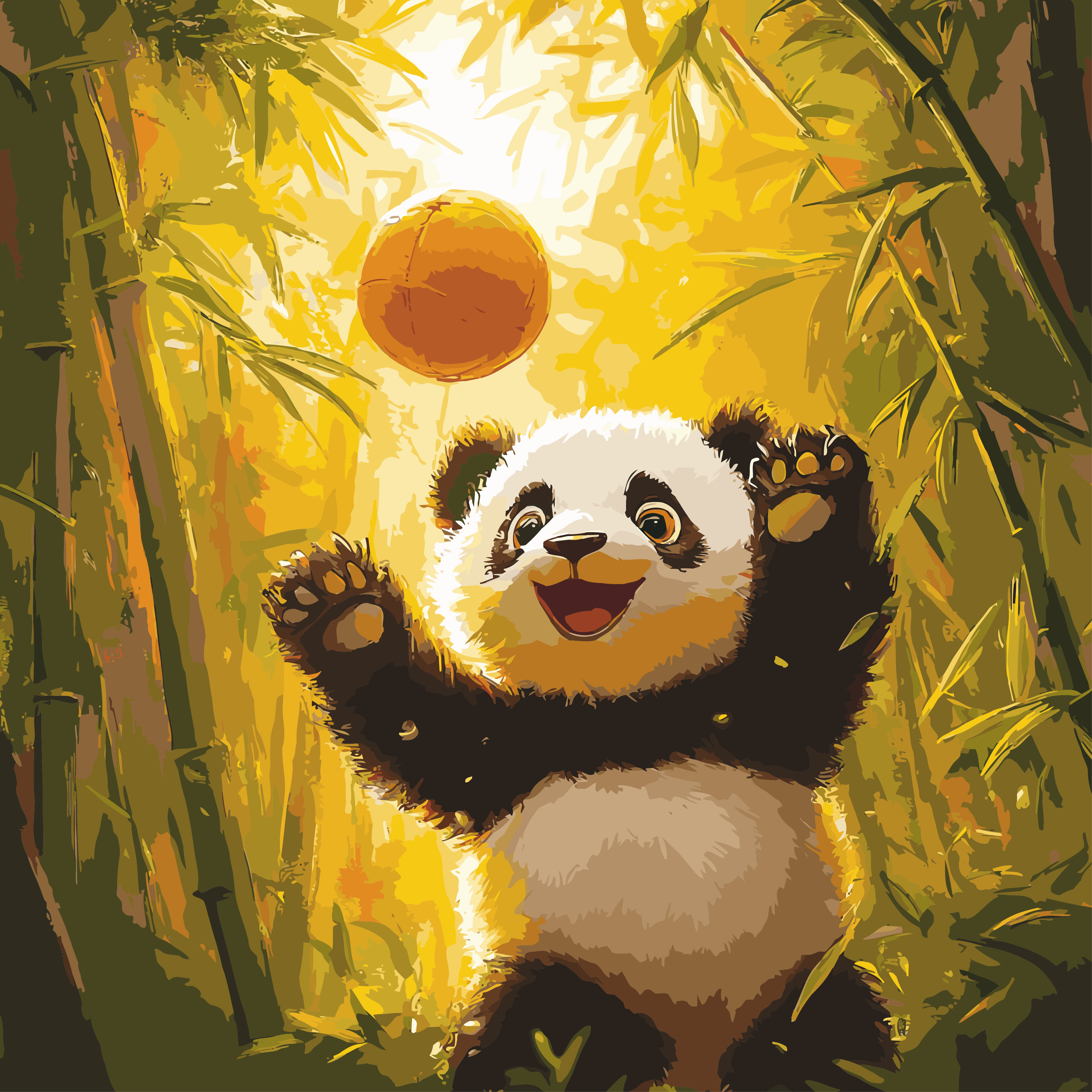 Malen nach Zahlen für Erwachsene Großhandel Sonniger Panda-Spaß