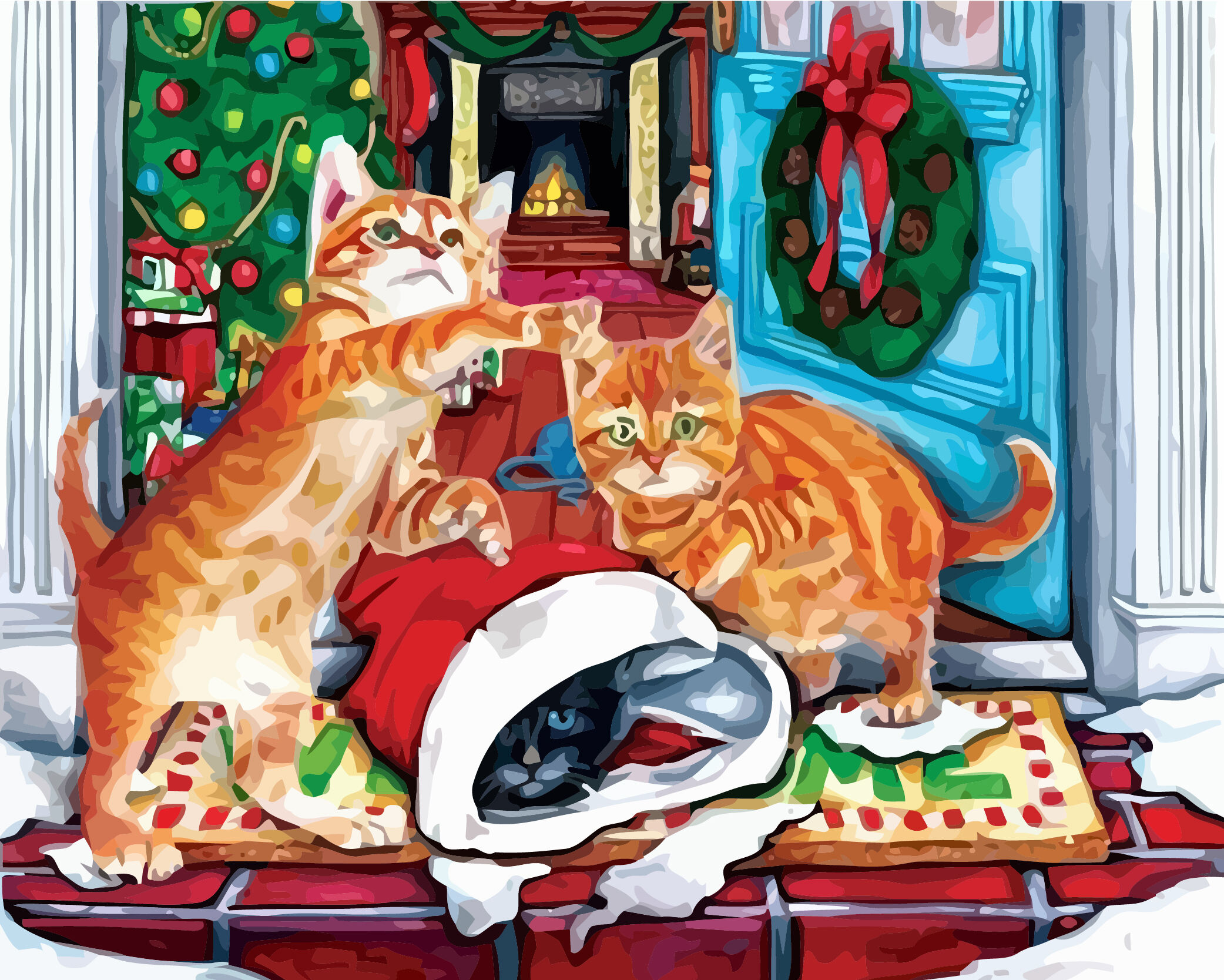 Malen Nach Zahlen Fabrik Weihnachten Katze Spiel