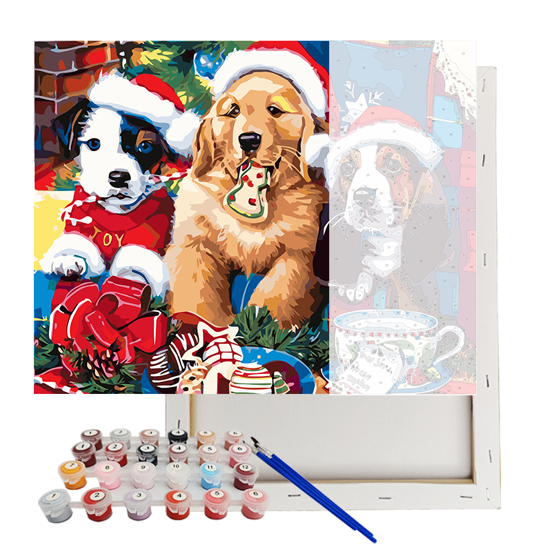 Materiales para Pintura por Números Ocasión Festiva Reunión de Cachorros