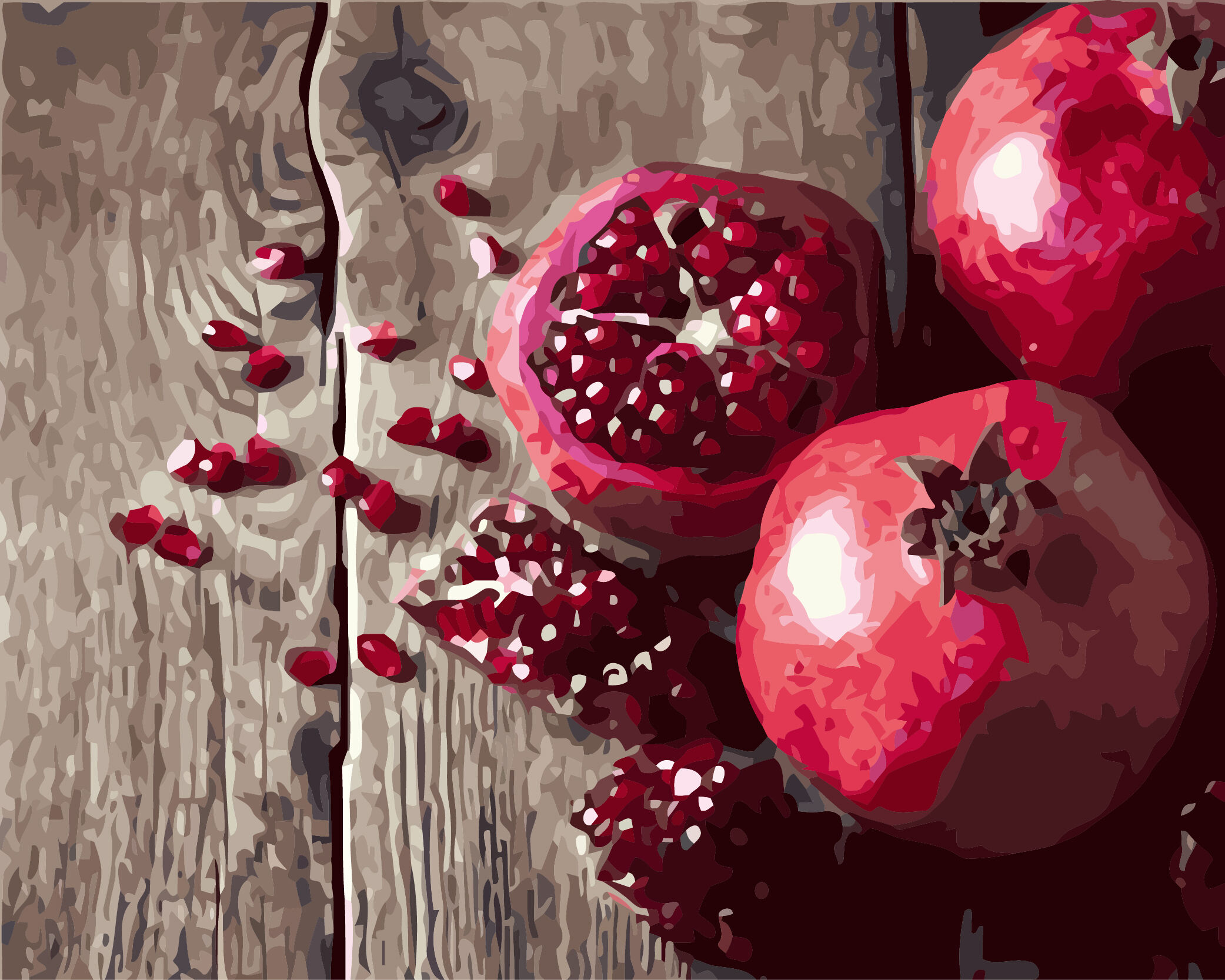 Alle Farben nach Zahlen Sammlung Granatapfel Verstreut