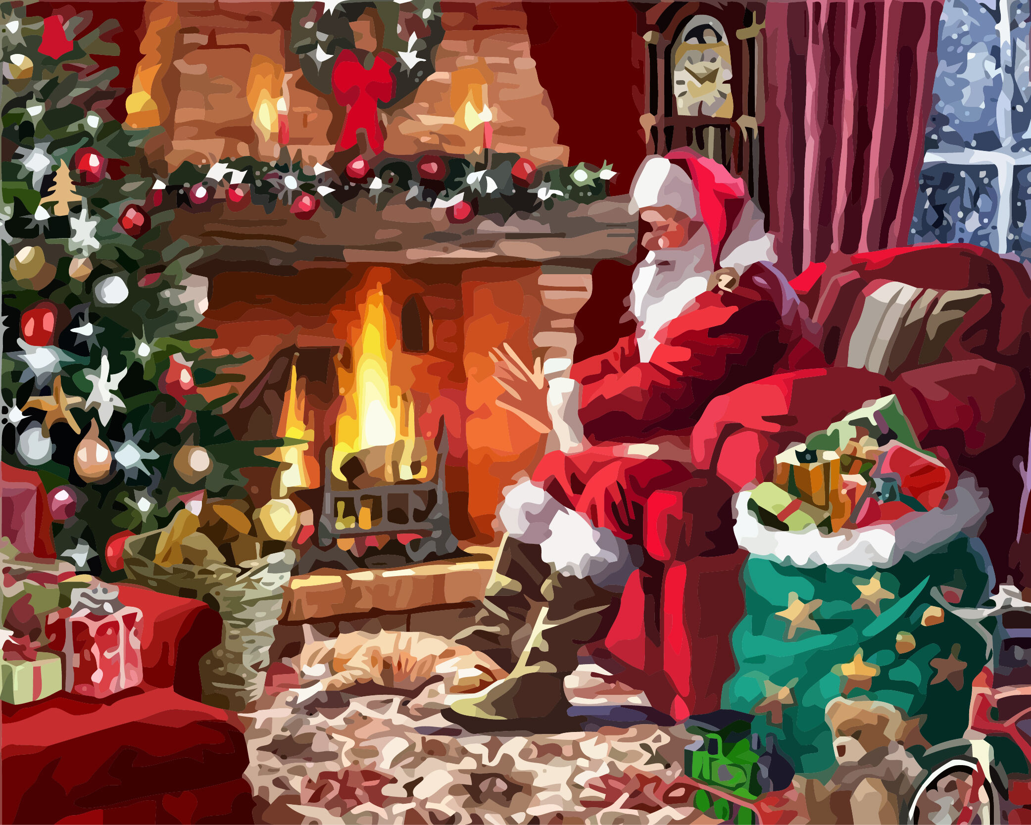 Kit de Pintura em Tela para Adultos Véspera de Natal