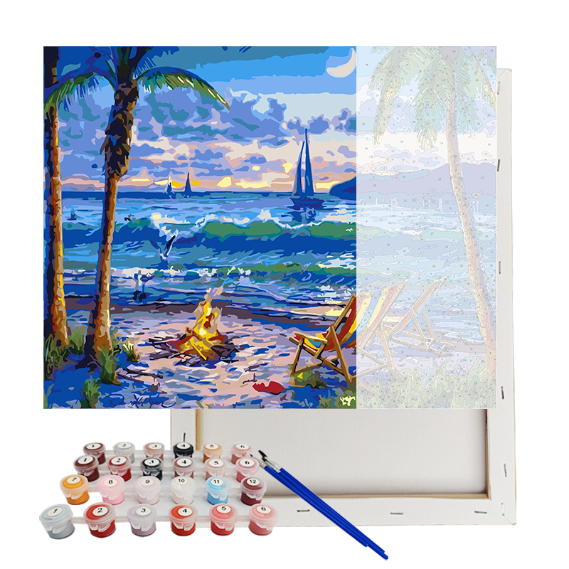 Quality Paint By numbers Kits Tropical Sunset And Sailboat