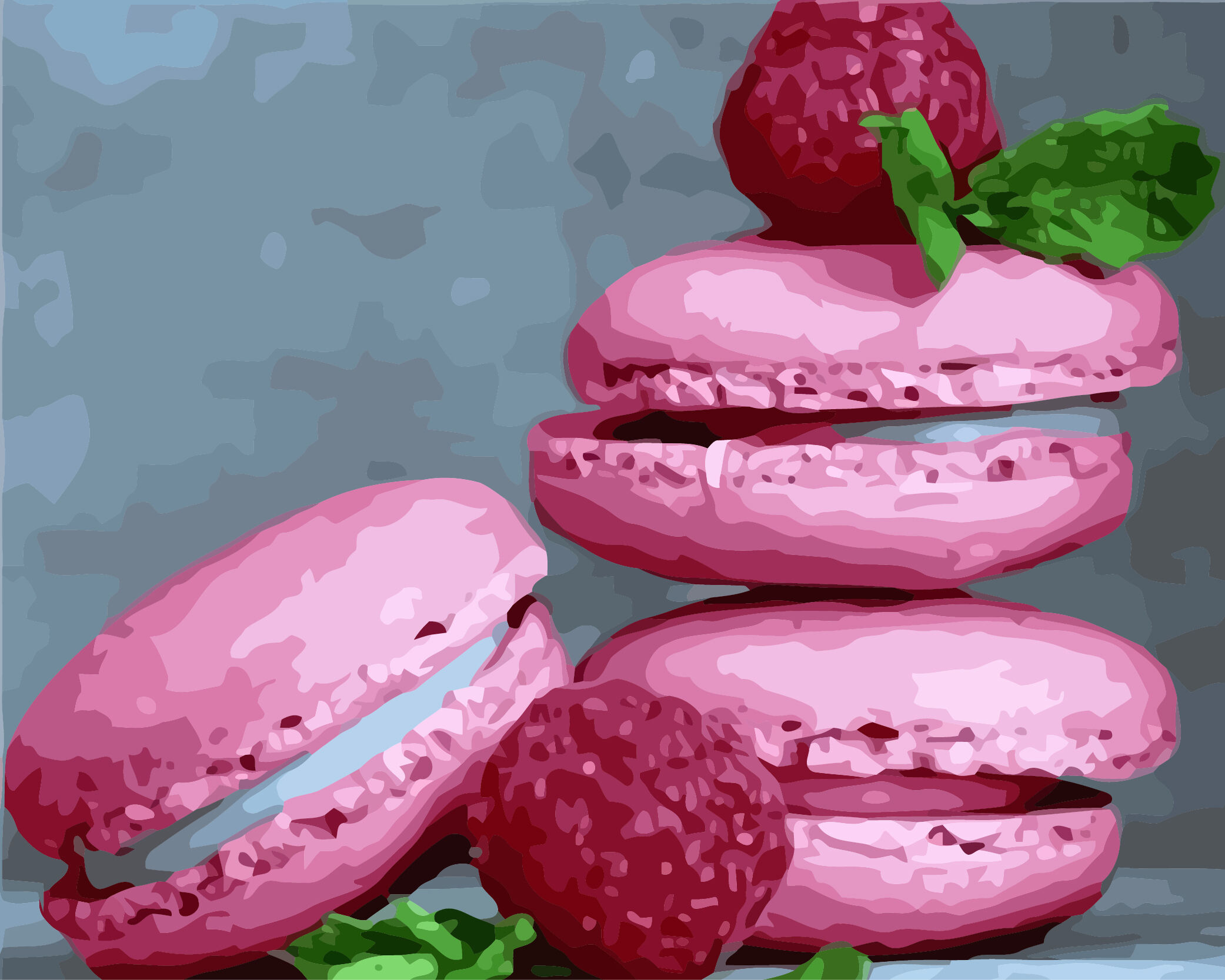 Leinwand-Ölbild nach Zahlen Rosa Macarons