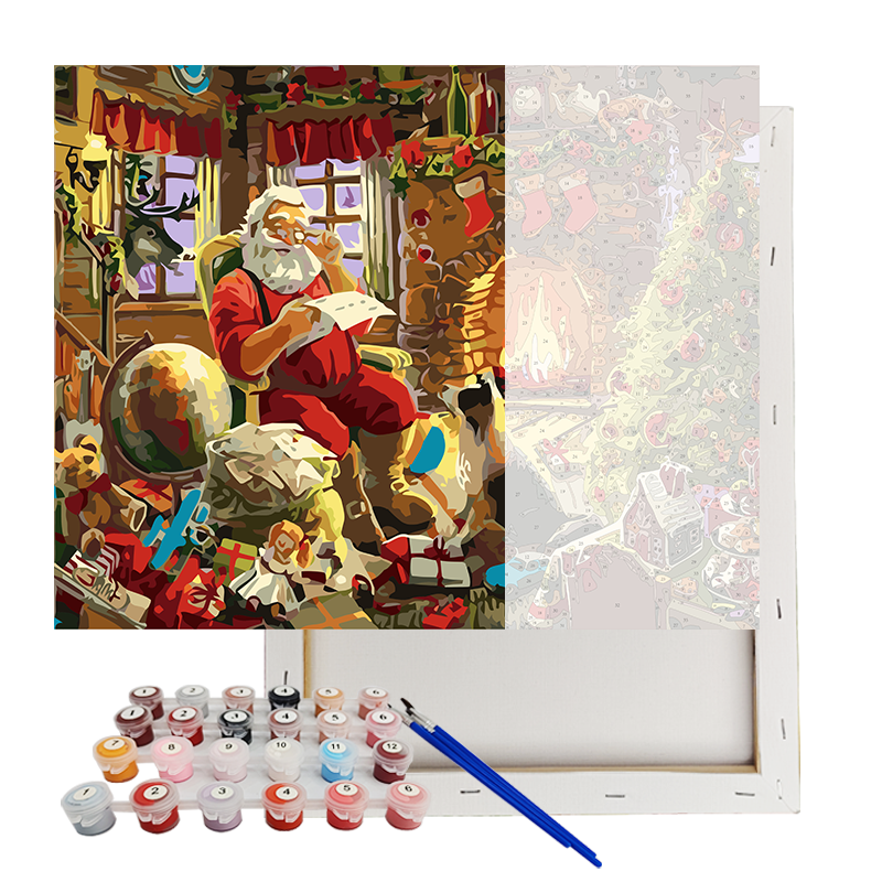 Arte de Pintura por Números Festiva Papá Noel
