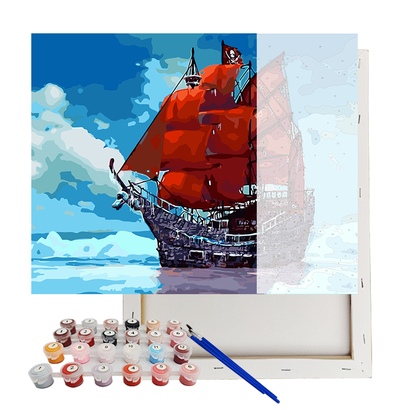 Paint By Numbers Kits With Frame Red Sails 