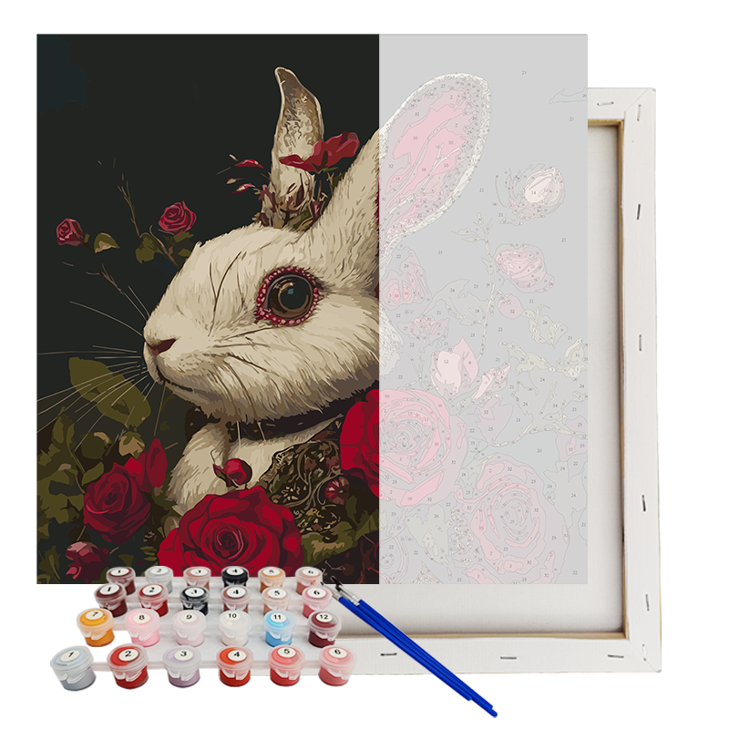 Custom Paint By Number Kits Rabbit Among Roses