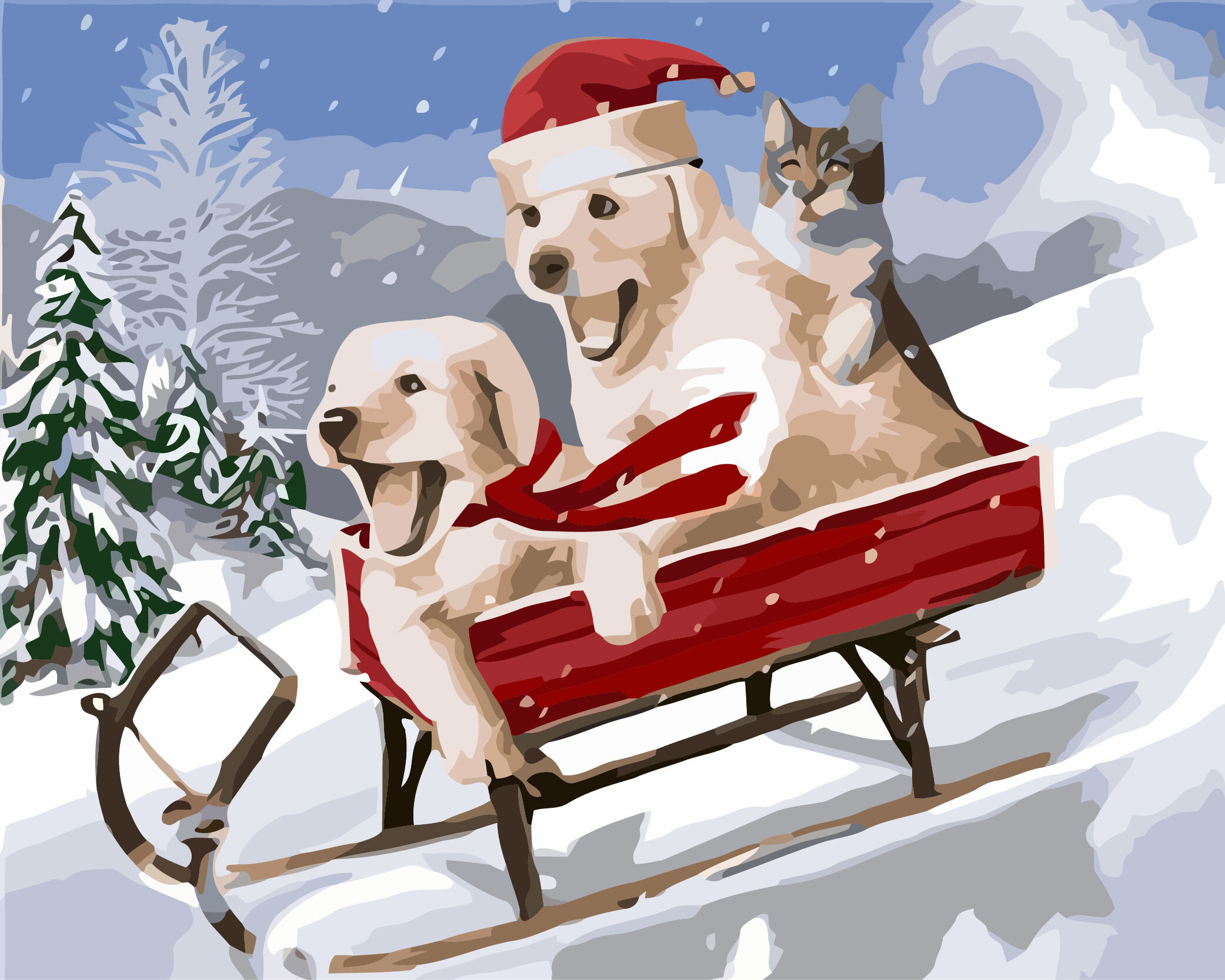 Malen-nach-Zahlen - DIY-Sets Weihnachtshunde