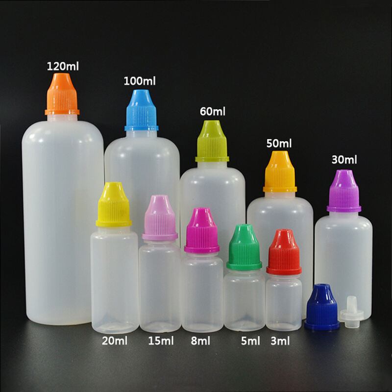 Small Translucent Plastic Dropper Oil Bottle with Screw Cap