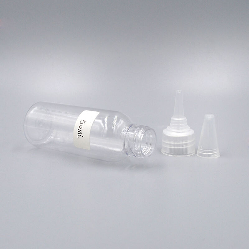 Clear Plastic Hair Oil Squeeze Applicator Packaging Bottle with Pointed Dispensing Cap