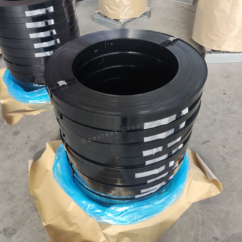 Black painted steel strapping