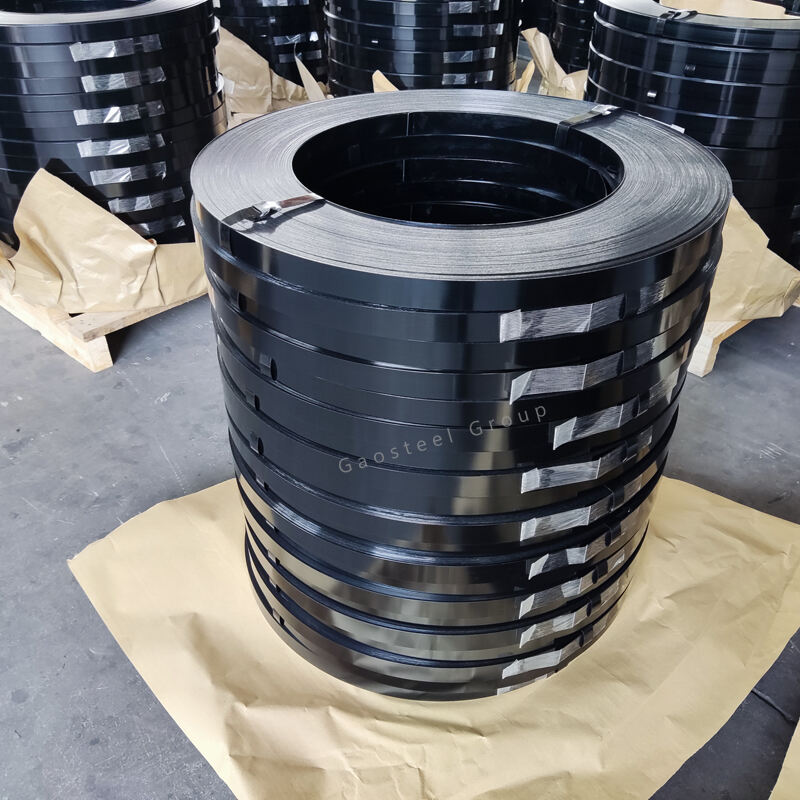 Black painted steel strapping