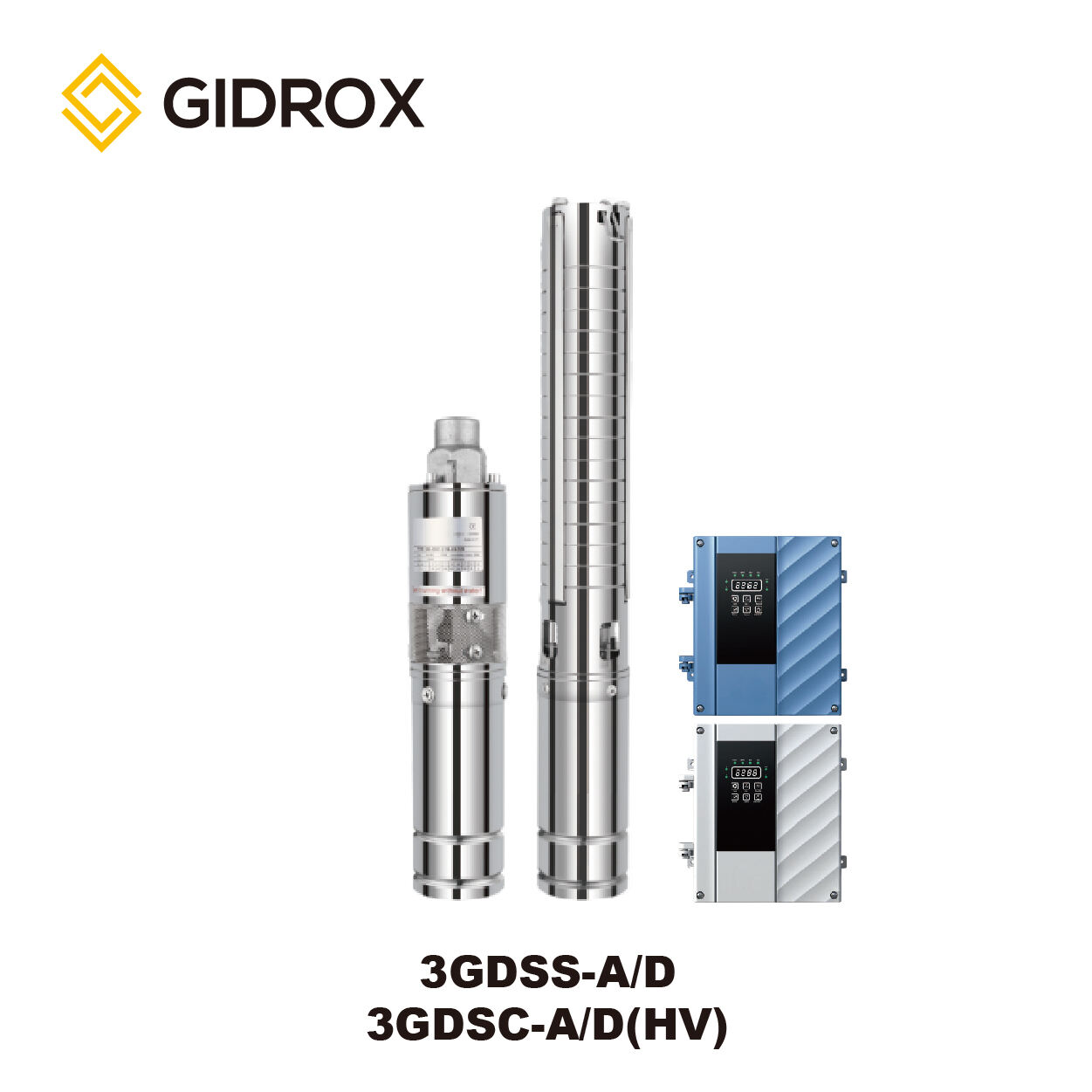 GIDROX 3”AC/DC &WIDE VOLTAGE BRUSHLESS SOLAR PUMP WITH S/S IMPELLER-3GDSC-A/D(HV)  3GDSS-A/D