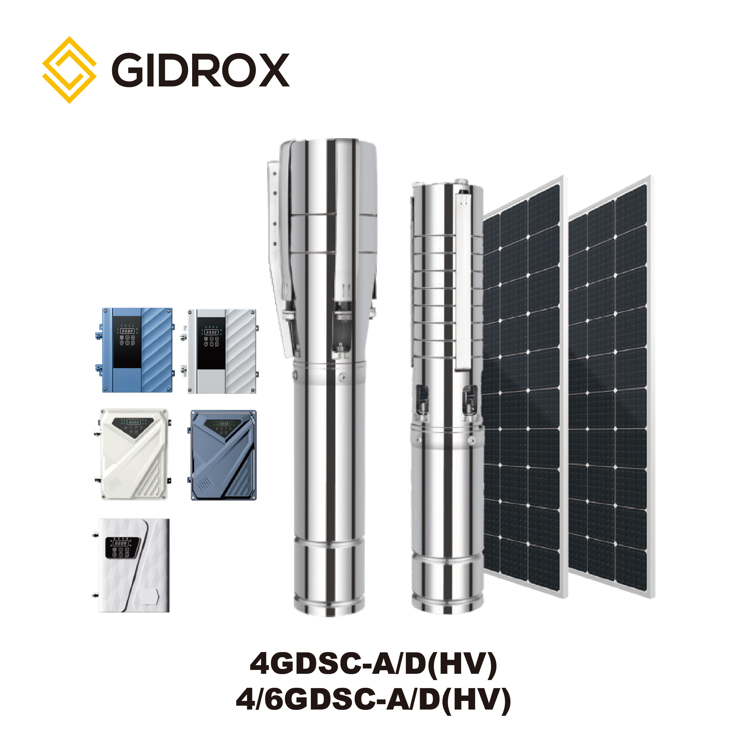 GIDROX 4”AC/DC &WIDE VOLTAGE BRUSHLESS SOLAR PUMP WITH S/S IMPELLER-4GDSC-A/D(HV)  4/6GDSC-A/D(HV)